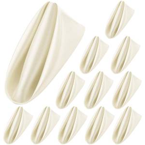 lot 6345 image: Aneco Satin Dinner Napkins Ivory 17x17 Inches Set of 12