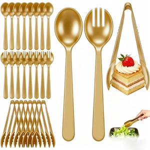 lot 6369 image: Loowvy 24-Piece Gold Plastic Serving Utensils Set