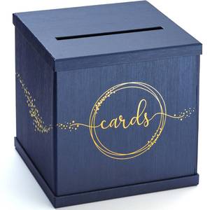 lot 6370 image: Hayley Cherie Card Box Large 10x10 Navy Blue Gold