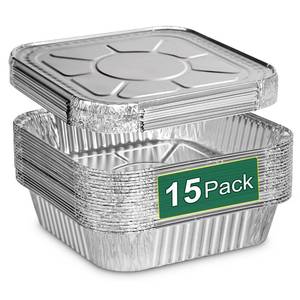 lot 6381 image: Alfolic Disposable Aluminum Foil Pans with Lids 8x8 Inch (15 Pack)