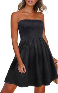 lot 6386 image: CHICGAL Womens Strapless Summer Sundress Black L