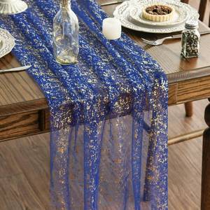lot 6415 image: Artoid Mode Table Runner 28x120 Inch Blue Gold (6-Pack)