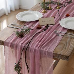 lot 6417 image: Keketoarrange Cheesecloth Table Runner 35x120 Dusty Rose