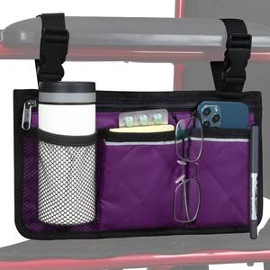 lot 6419 image: HSGEZUOQI Wheelchair Side Bag with Cup Holder, Purple