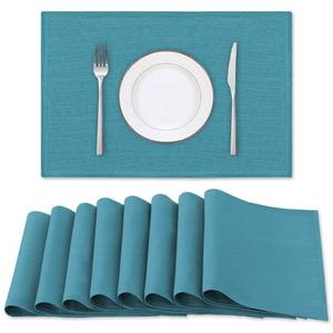 lot 6422 image: H.VERSAILTEX Linen Placemats Set of 8, 12x18 inches, Teal