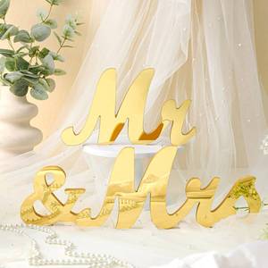 lot 6429 image: Mr & Mrs Acrylic Mirror Wedding Sign Set