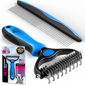 lot 6451 image: Pat Your Pet Deshedding Brush & Metal Comb Combo