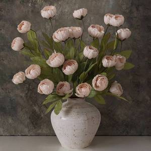 lot 7328 image: VIERENA 6 Pcs 27 Faux Silk Peony Artificial Flowers Stems for Vase (Beige)
