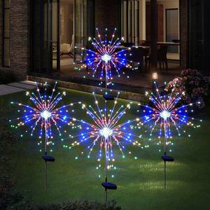 lot 7336 image: Solar Garden Firework Lights Outdoor Waterproof 4 Pack 120 LED Sparklers Solar Lights for Outside Patio Backyard Yard Pathway Walkway Decorations 4th of July Decorations (Colorful)
