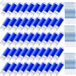 lot 8388 image: Hoteam 50 Pack USB 2.0 Flash Drives Bulk Blue Portable Thumb Drive with Hat USB Sticks Bulk with 50 Pcs Lanyards for Data Storage File Sharing Commercial Gift(2GB)