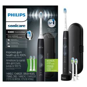 lot 8396 image: Philips Sonicare 5300 Rechargeable Electric Toothbrush, 3 Brush Head, Black