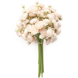 lot 8421 image: Floroom Ranunculus Artificial Flowers 18 Pcs Champagne Faux Silk Mini Ranunculus Bulk Fake Wedding Filler Flowers for DIY Cream Bouquets, Centerpieces, Bridal Shower Decorations & Arrangements