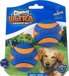 lot 8444 image: Chuckit Ultra Squeaker Fetch Balls for Dogs, Floats, Medium 2.5in, 2 Pack