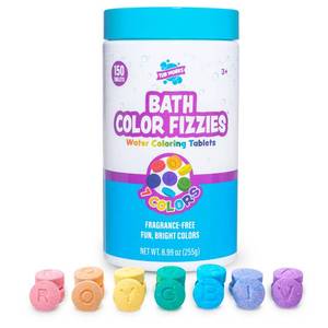 lot 8446 image: Tub Works� Bath Color Fizzies, 150 Count  Nontoxic & Fragrance-Free  Fizzy, Bath Color Tablets for Kids  Create Colorful Water Water Tablets in 7 Colors for Variety  Bath Bombs for Kids Bathtub