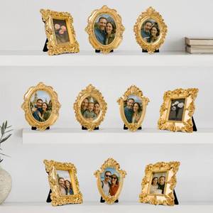 lot 8447 image: 97 Decor Mini Gold Picture Frames, 10 Pc Vintage Ornate Frame Set for Wall