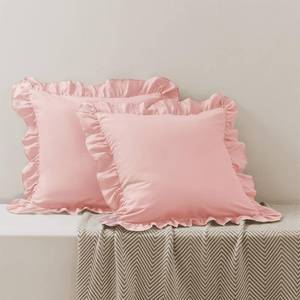 lot 8453 image: Sewdudely Pink Ruffle Pillow Covers 18x18 Set of 2 Throw Pillowcases