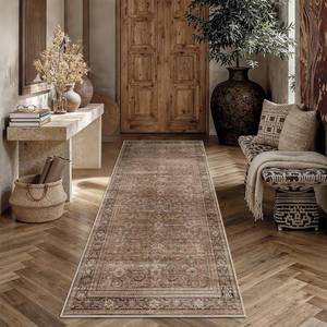 lot 9229 image: Schweek 3x7 Hallway Runner Rugs Washable Non Slip Kitchen Runners Brown