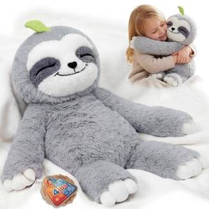 lot 9231 image: Mewaii Weighted Stuffed Animals Sloth Plush, Heatable Coolable, 4 lb, 20in