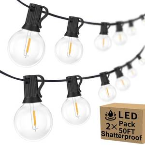 lot 9239 image: 100ft 2-Pack Outdoor String Lights, G40 LED Globe Waterproof Patio Lights