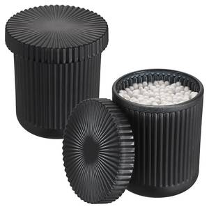 lot 9247 image: 2 Pack Glass Qtip Holder with Lid, Qtip Dispenser Bathroom Storage Jars- Glass Apothecary Jars for Cotton Ball, Swab, Pads, Floss Picks, Bathroom Accessories Organization and Vanity Organizer(Black)