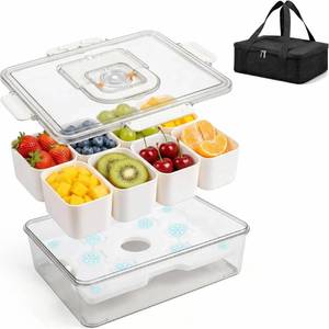 lot 9253 image: ERABAY Chilled Portable Snackle Box container, Divided Serving Tray, Beach Essentials Insulated Container with Reusable Ice Pack & Bag �� Keep Food Hot or Cold On the Go for Adult