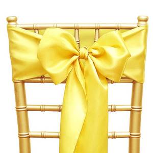 lot 9261 image: ZSJFMF Pack of 50 Satin Yellow Chair Sashes Bows 7 X 108 Inch Universal Chairs Ribbons for Wedding Ceremony Party Banquet Restaurant Event Decorations - Yellow Chair Sashes 50 Pack