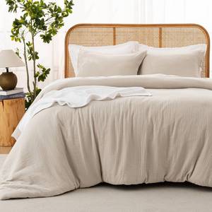 lot 9263 image: Davids Home Cotton Softer Muslin Comforter Set, Twin Size, Natural