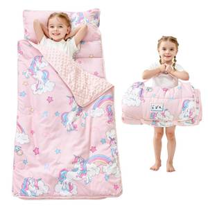lot 9270 image: Lasoftan Toddler Nap Mat with Pillow and Blanket, Extra Large Rolled Napping Mats, Toddler Nap Mat for Boys Girls,Kids Sleeping Mat for Daycare, Preschool Travel Camping, Unicorn