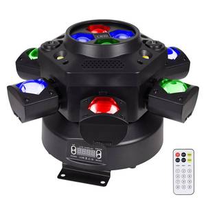lot 9295 image: Moving Head DJ Lights 150W RGBW, 6-Arm Party Stage Light with Remote