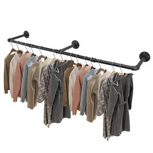 lot 9301 image: Livabber Industrial Pipe Clothes Rack, Heavy Duty Detachable Iron Garment Rack Wall Mounted, Rustic Saving Space Clothes Bar Multi-Purpose Hanging Rod for Bedroom, Closet, Black (50 Inch)