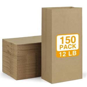 lot 9302 image: BagDream #12 Brown Paper Lunch Bags 7x4.5x13.75 Kraft Bags 150 Bulk Pack