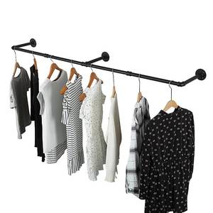 lot 9307 image: Oroonoko 72inch Industrial Pipe Clothes Rack Wall Mount For Hanging Rod Bar for Laundry Room, Closet Rod& Plant Hanger Up to Max Load 135Lb Black (72inch(1 Pack))