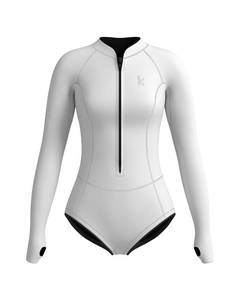 lot 10388 image: KMT Wetsuit for Women 2mm Long Sleeve Shorty Wet Suits, White,Size 6