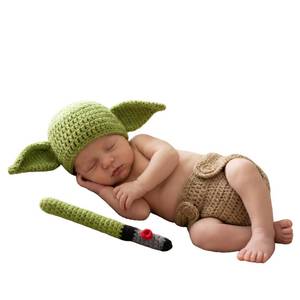 lot 10401 image: Newborn Photography Props Baby Green Alien Crochet Outfits Prop Costume