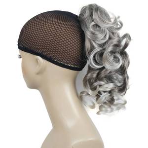lot 10407 image: Lydell 12 Hair Piece Ponytail Extension Curly Curled Nature Looking Heat-Resisting (48T Light Gray with Dark Root)