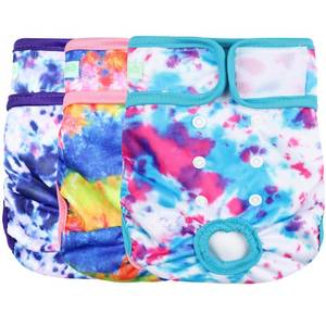 lot 10425 image: wegreeco Washable Reusable Premium Dog Diapers,Pack of 3,Small Dog Puppy & Doggy Diapers Female,Dog Period Panties Diapers Female in Heat Colourful XXL