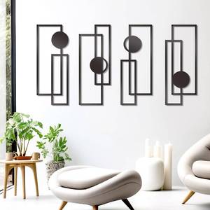 lot 10433 image: Zzbakress 4 Pcs Black Abstract Wall Art Metal Minimalist Geometric Decor