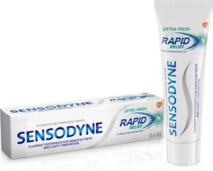 lot 10444 image: Sensodyne Rapid Relief Sensitive Toothpaste, Cavity Prevention and Sensitive Teeth Treatment - 3.4 Ounces