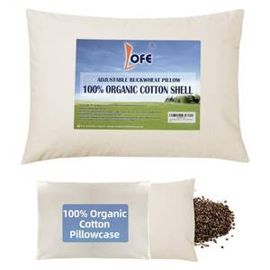 lot 11753 image: LOFE Organic Buckwheat Pillow with Cotton Pillowcase