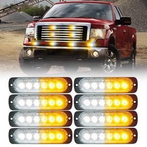 lot 11760 image: Xprite 8PCS LED Strobe Lights White Amber 6-LED