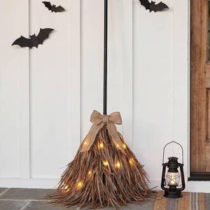 lot 11778 image: Rtteri 5.2ft Halloween Witches Broom Decoration with LED Lights