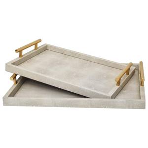 lot 11787 image: Upper Decor Decorative Tray Set of 2 Ivory Shagreen
