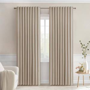 lot 11811 image: MIULEE Taupe Blackout Curtains 52x72 Inches 2-Panel Set