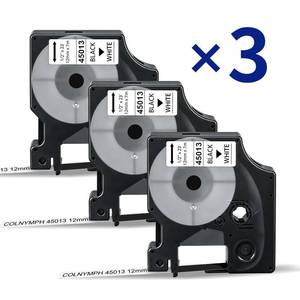 lot 12294 image: Compatible with Dymo d1 Label Tape Cartridges 45013 12 Inch x 23 Ft 3-Pack