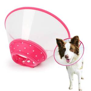 lot 12298 image: Pet Cone Recovery Dog Cone Adjustable Dog Collar Clear Padded Collar with Breathable Soft Edge, Plastic Puppy Cone Protect The Neck Surgery Recovery, Designed for Cats and Puppies (Large, Pink)