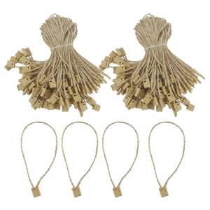 lot 12299 image: 200Pcs Hang Tag String, 7.1-inch Hemp Twine Hang Tag String Hanging Tag Fastener Snap Lock Pin Loop Fastener 1 mm Thick Tag Rope Ties for Clothes Shoes Bags Luggage Label Price Tags, SATONBEYI