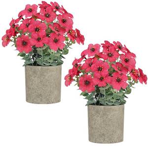 lot 12353 image: Favowreath 2 Pack Artificial Potted Plants With Gray Pots