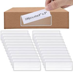 lot 12361 image: Meanplan Self-Adhesive Label Holder Pockets 3x1 Inch 100-Pack