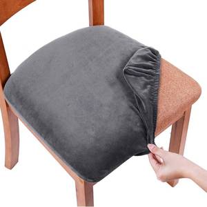 lot 12371 image: Smiry Velvet Seat Covers for Dining Chairs Set of 6