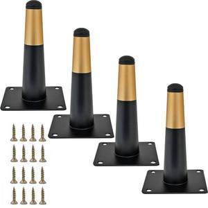 lot 12405 image: Smaxcn Metal Furniture Legs 4.75 inch Adjustable Black Gold